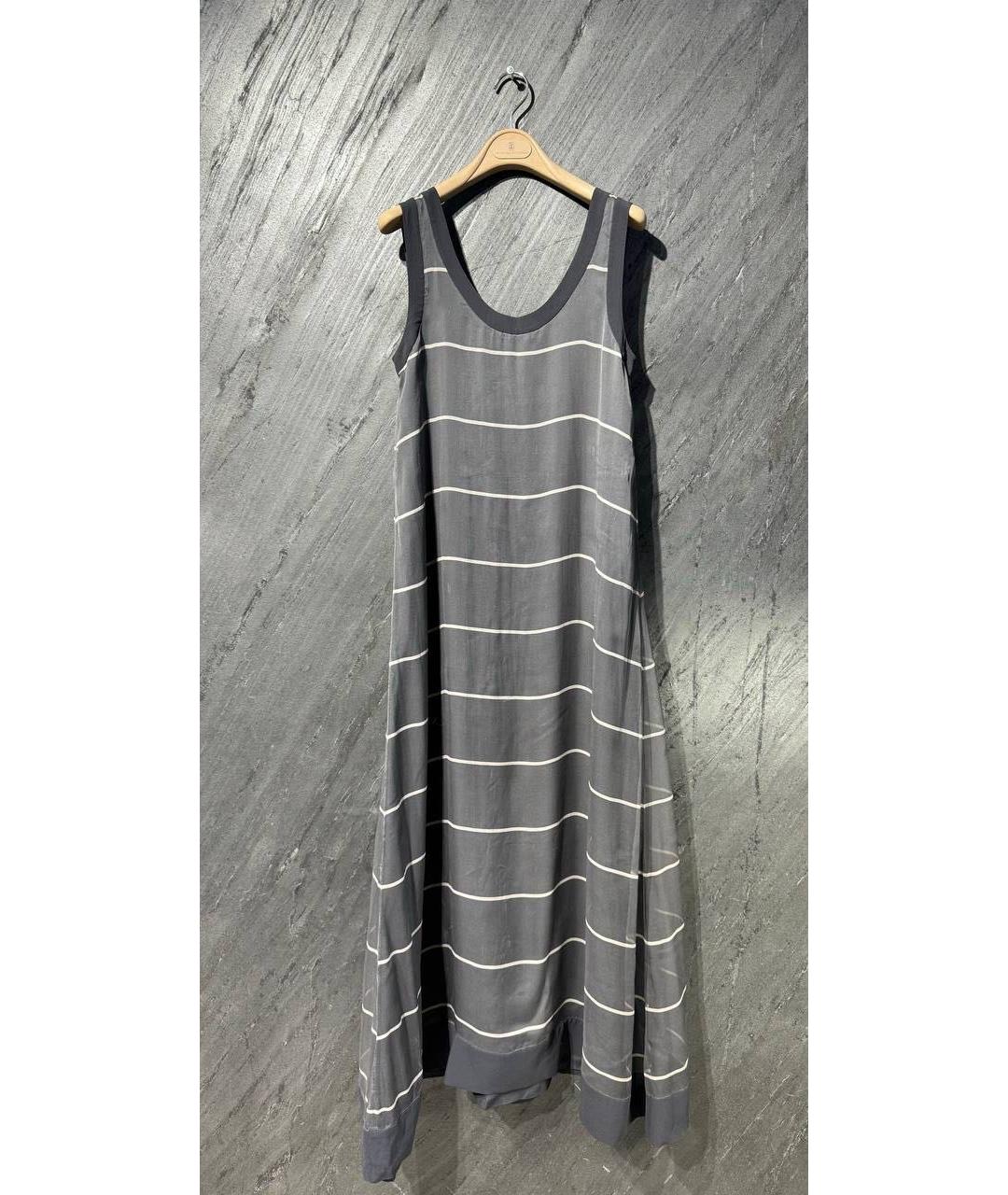 BRUNELLO CUCINELLI Серое ацетатное повседневное платье, фото 6