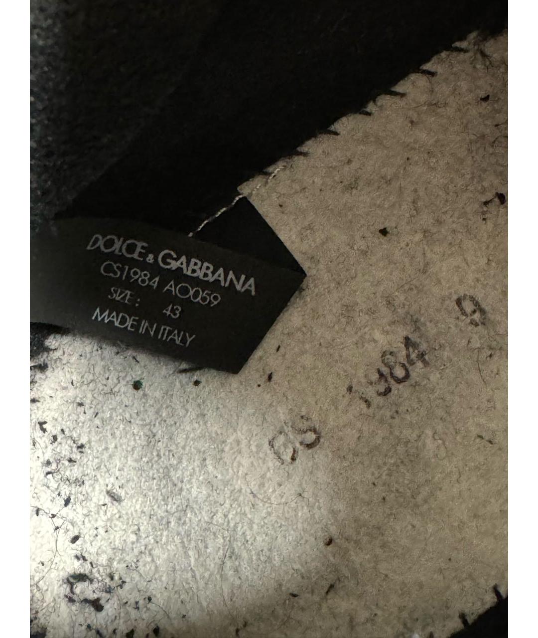 DOLCE&GABBANA Черные текстильные низкие кроссовки / кеды, фото 6