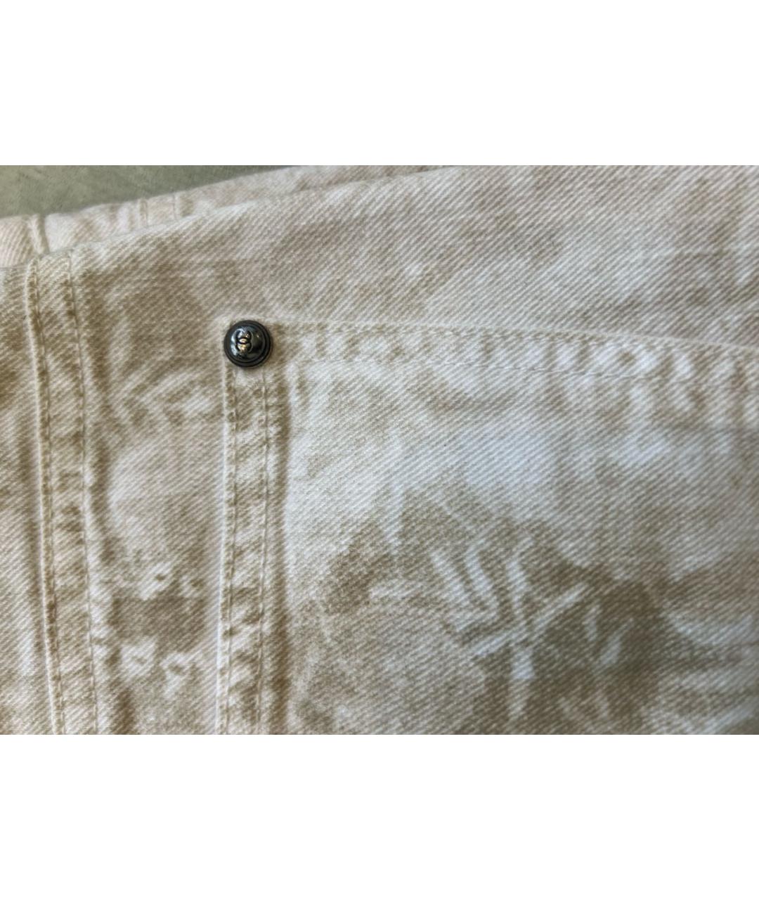 CHANEL PRE-OWNED Бежевые хлопко-эластановые прямые джинсы, фото 7