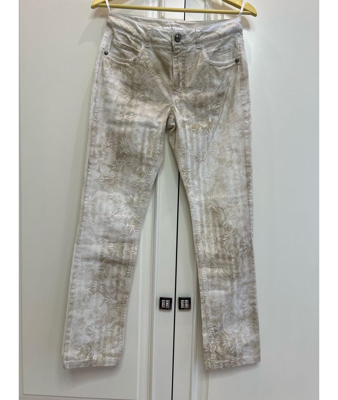 CHANEL PRE-OWNED Бежевые хлопко-эластановые прямые джинсы, фото 9