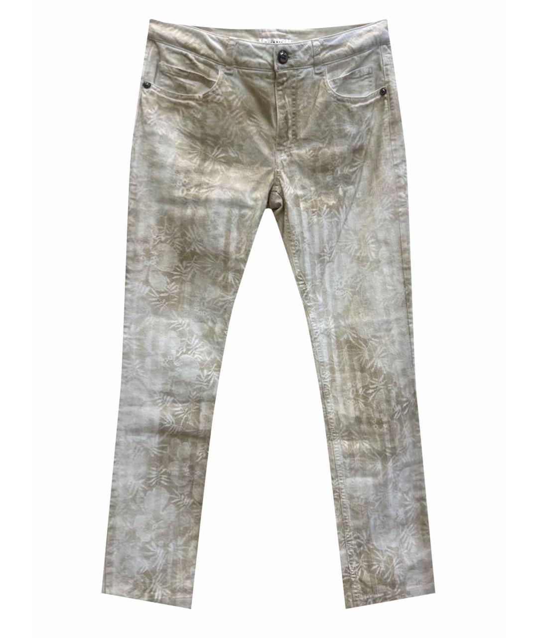 CHANEL PRE-OWNED Бежевые хлопко-эластановые прямые джинсы, фото 1