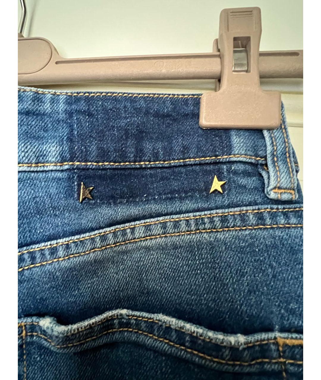 GOLDEN GOOSE DELUXE BRAND Голубые хлопко-эластановые джинсы клеш, фото 3