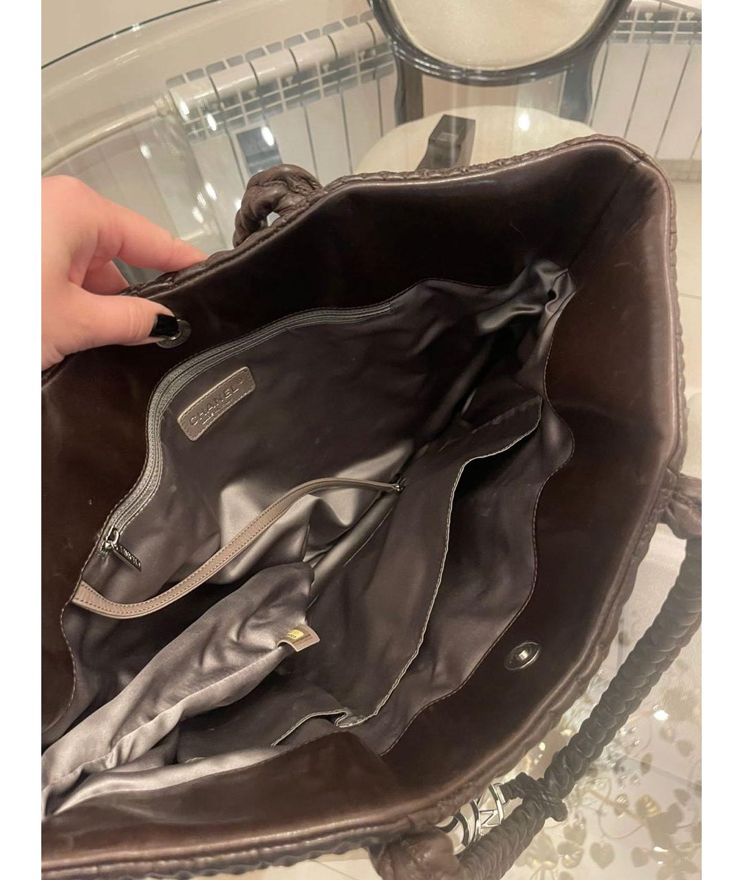 CHANEL PRE-OWNED Черная кожаная сумка тоут, фото 8