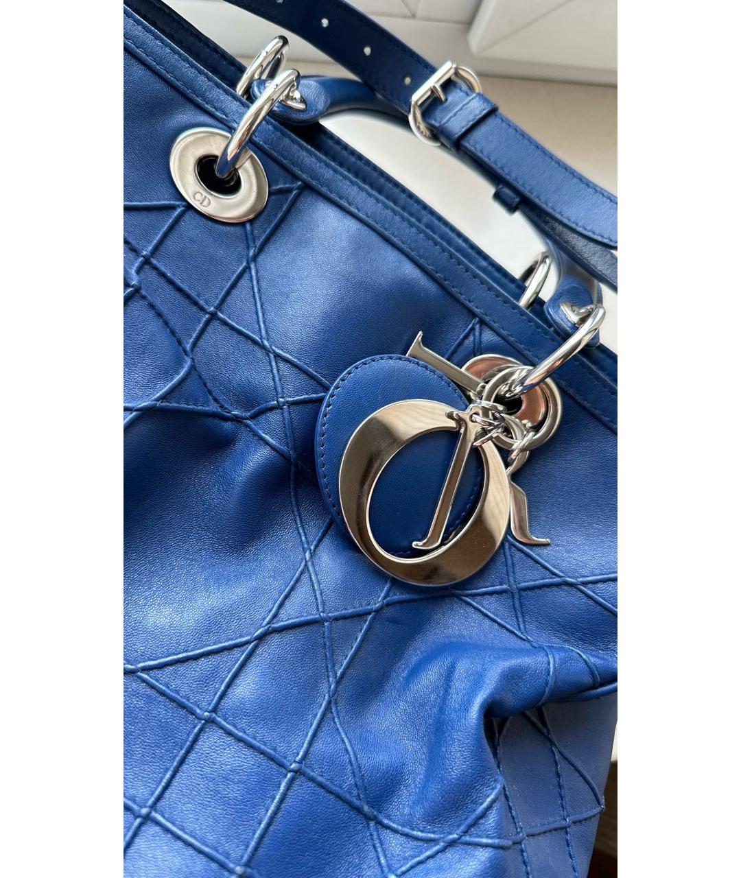 CHRISTIAN DIOR PRE-OWNED Синяя кожаная сумка с короткими ручками, фото 5