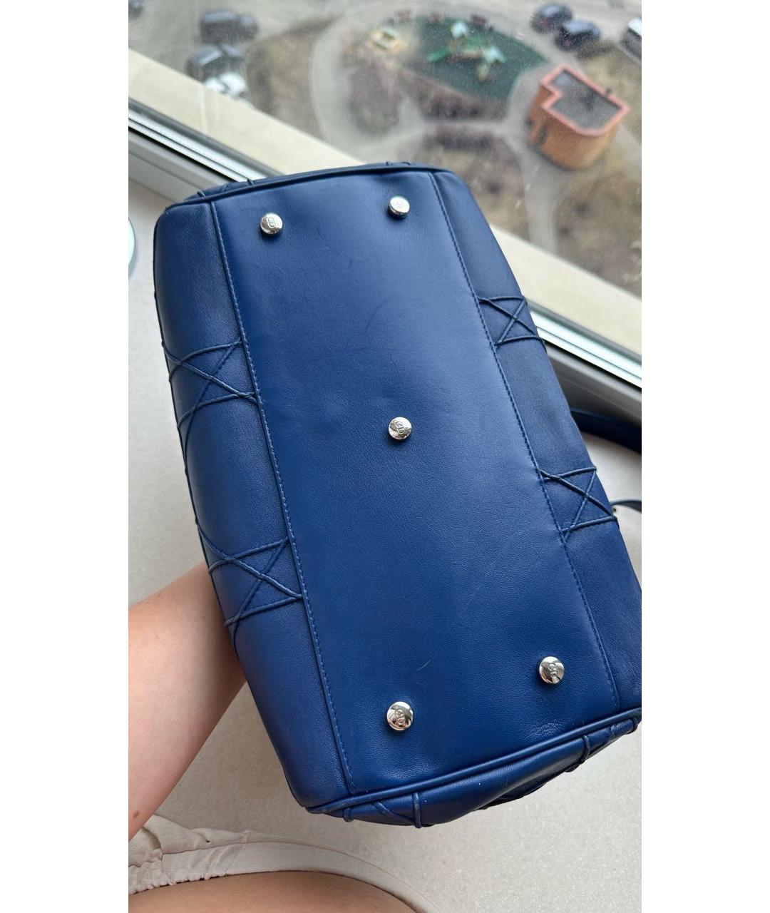 CHRISTIAN DIOR PRE-OWNED Синяя кожаная сумка с короткими ручками, фото 4