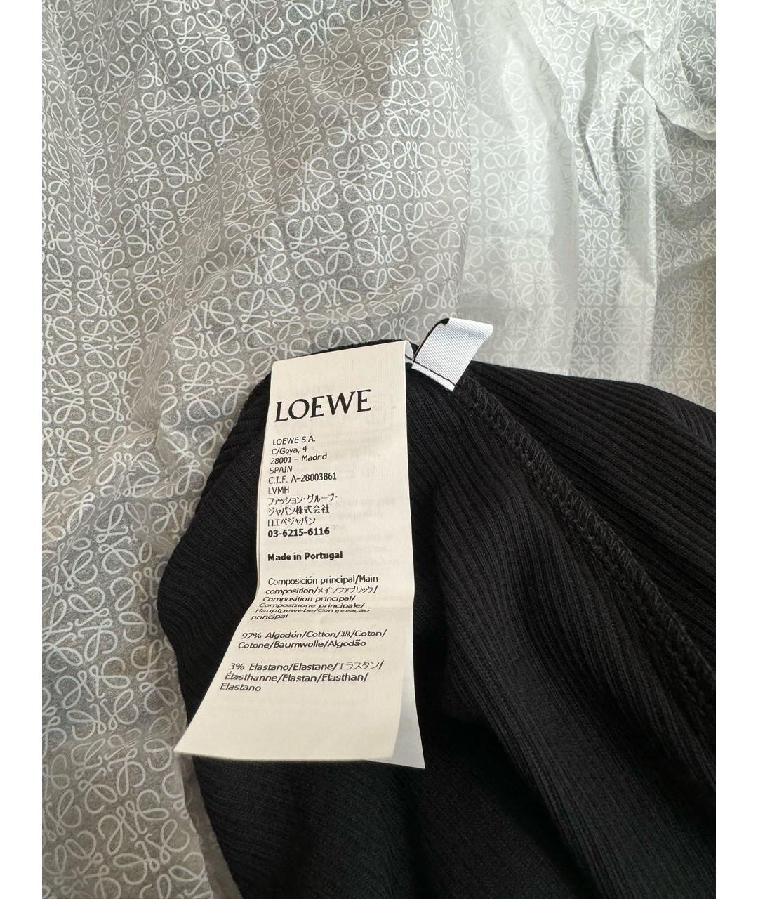 LOEWE Черное хлопко-эластановое повседневное платье, фото 5