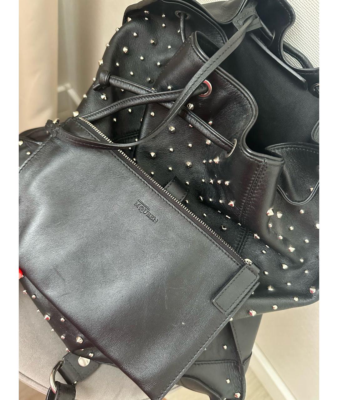 ALEXANDER MCQUEEN Черный кожаный рюкзак, фото 7