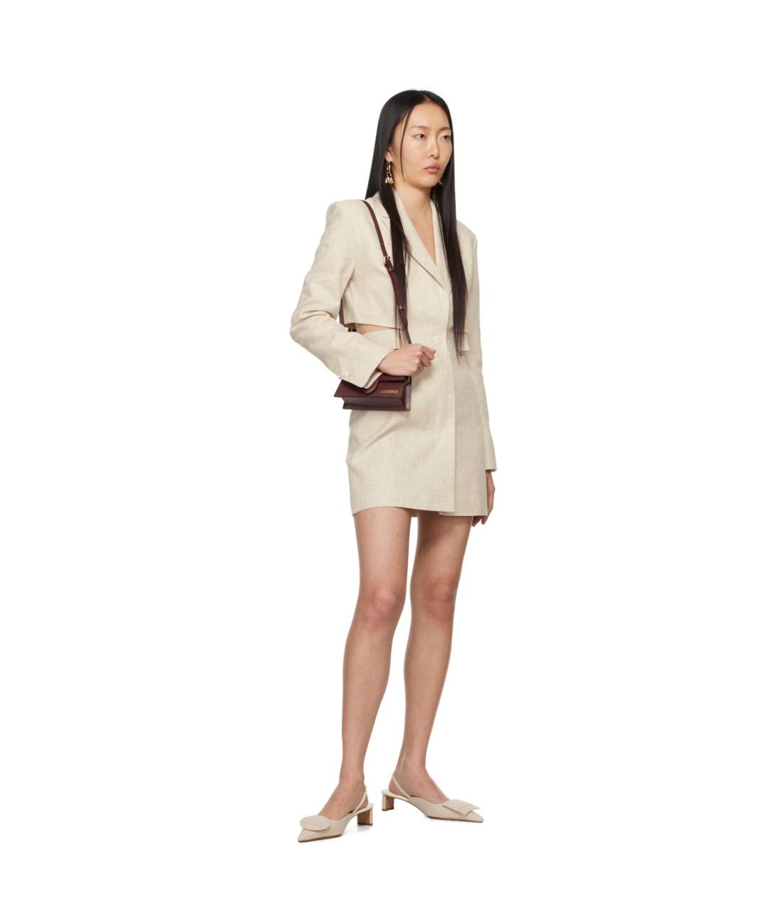 JACQUEMUS Бордовая кожаная сумка через плечо, фото 3