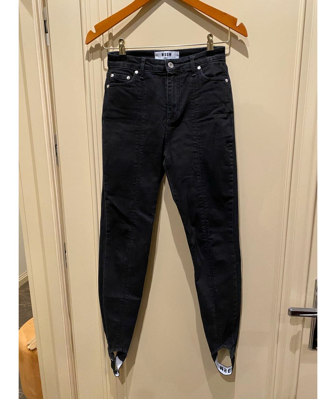 MSGM Черные хлопковые джинсы слим, фото 7