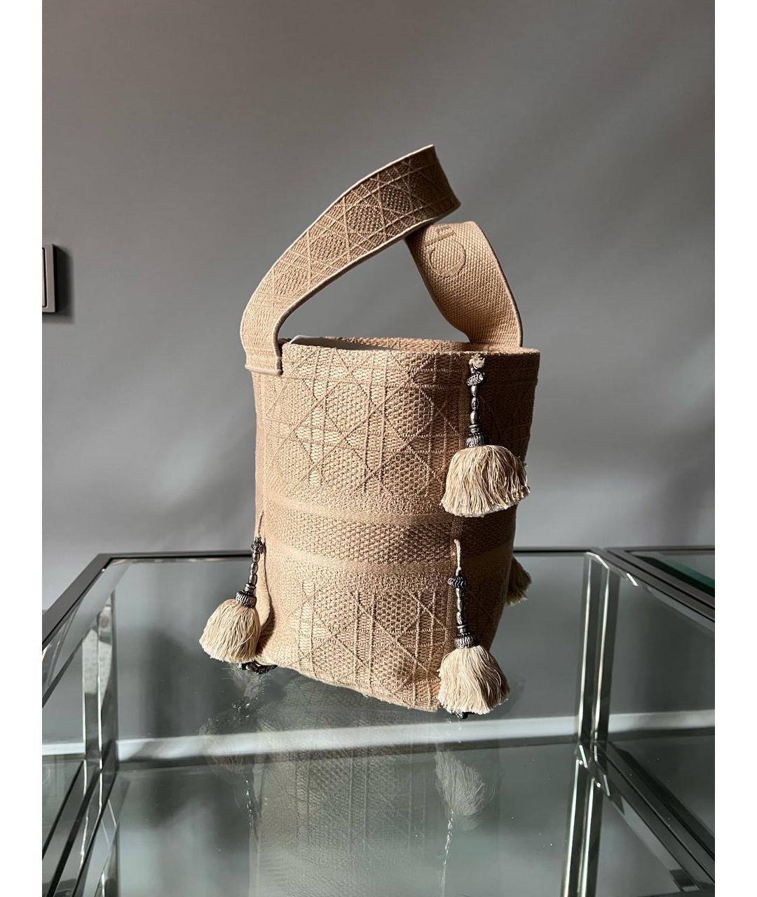 CHRISTIAN DIOR Бежевая хлопковая сумка тоут, фото 5