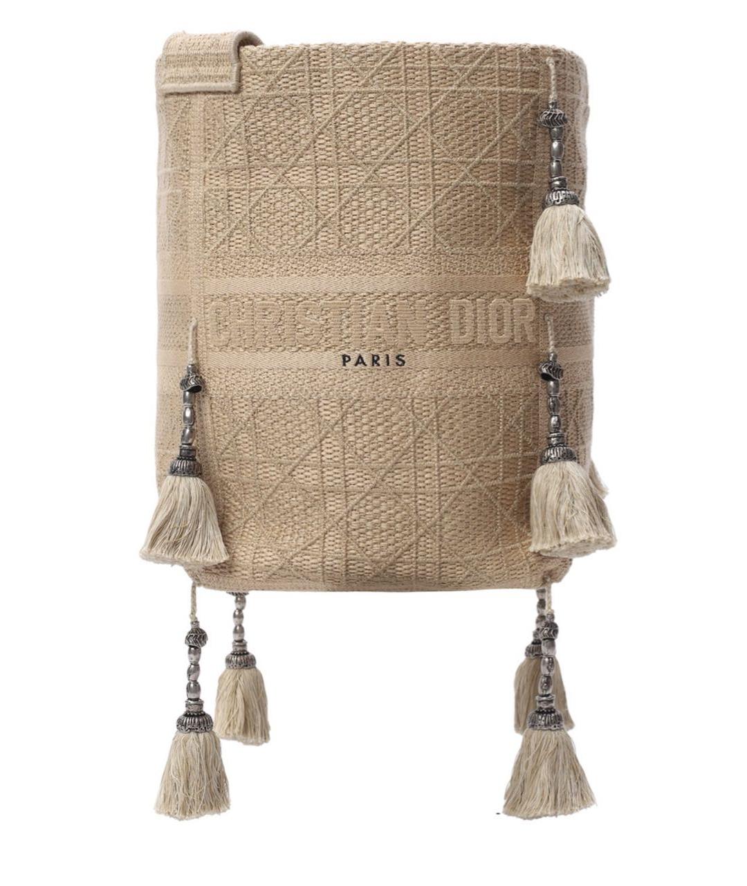 CHRISTIAN DIOR Бежевая хлопковая сумка тоут, фото 1