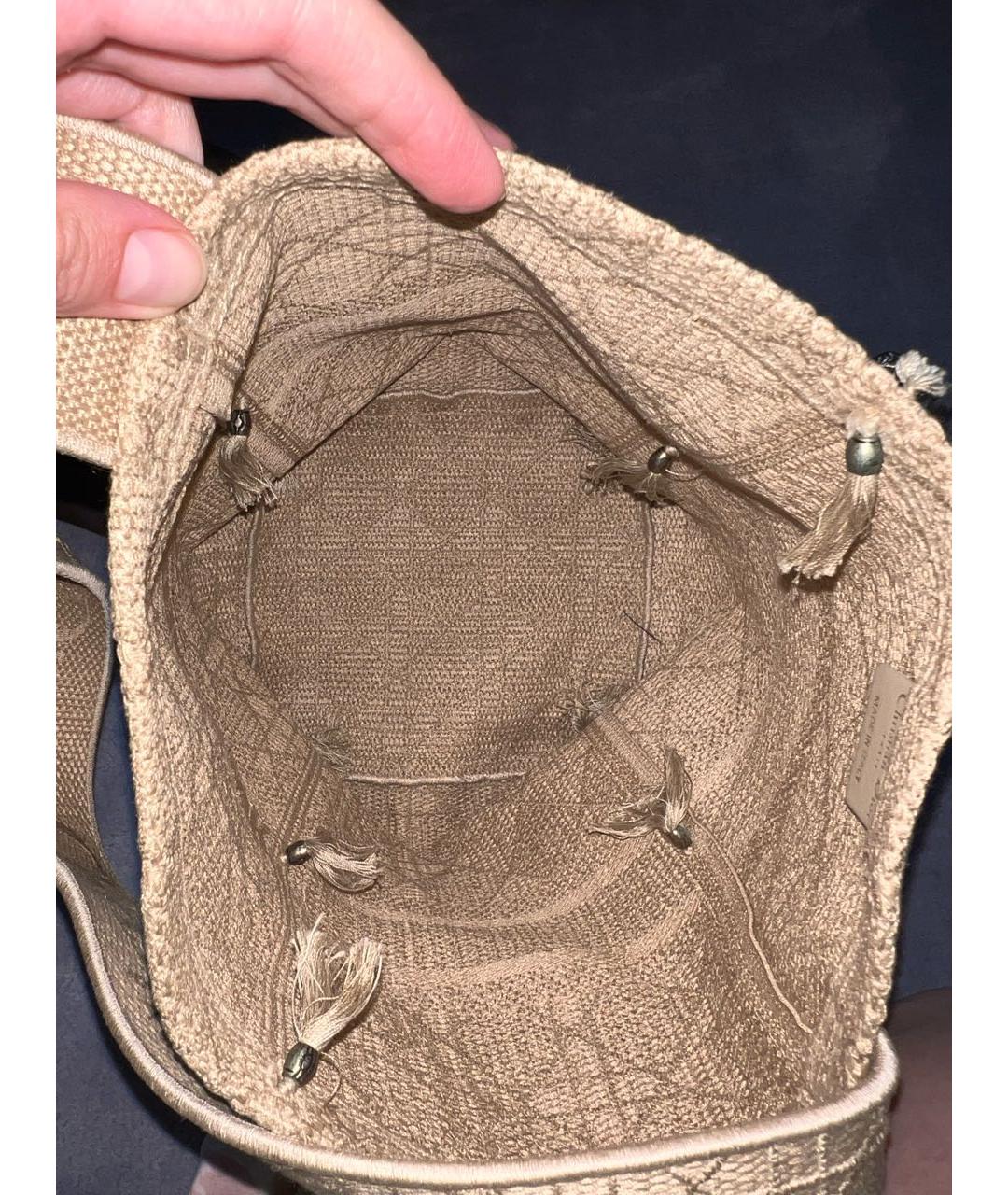 CHRISTIAN DIOR Бежевая хлопковая сумка тоут, фото 7