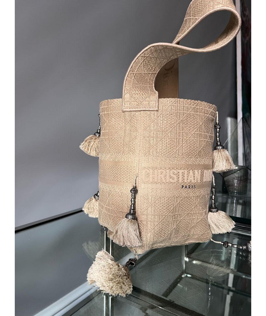 CHRISTIAN DIOR Бежевая хлопковая сумка тоут, фото 4