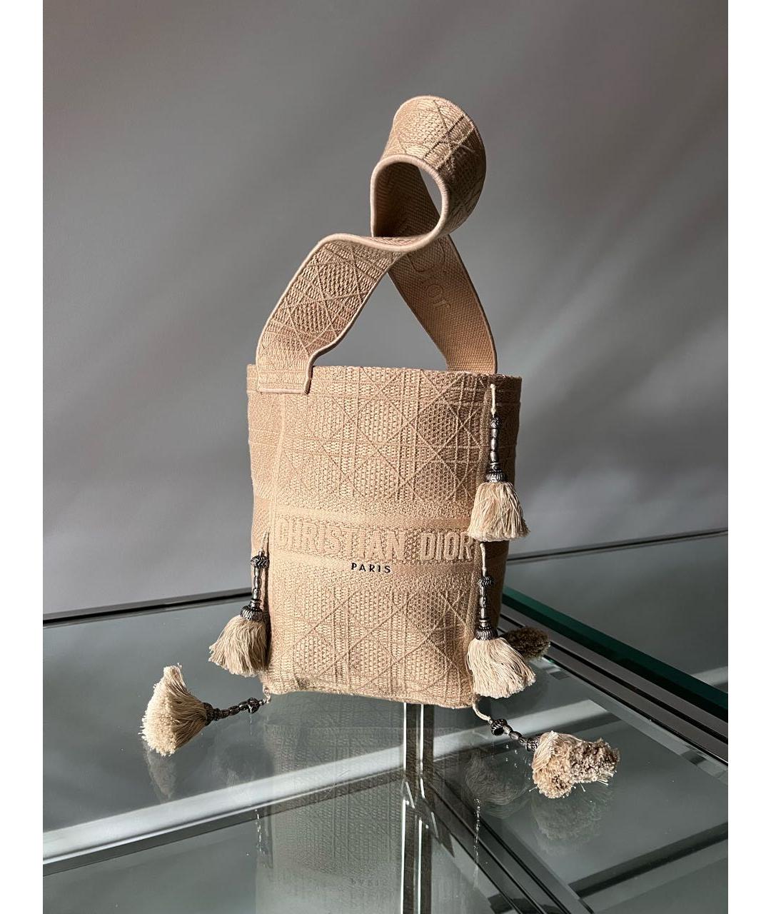 CHRISTIAN DIOR Бежевая хлопковая сумка тоут, фото 2
