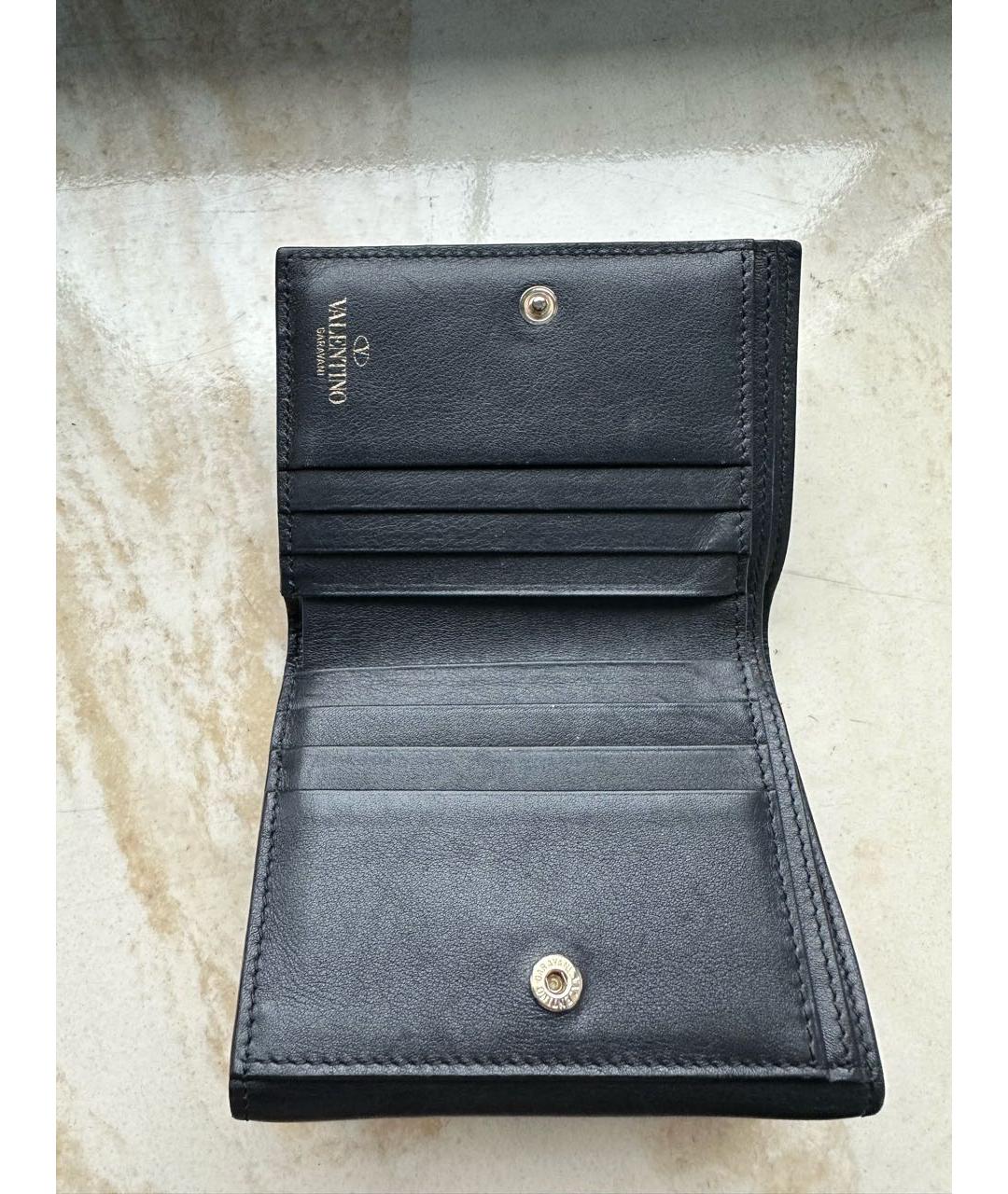 VALENTINO Черный кожаный кошелек, фото 3