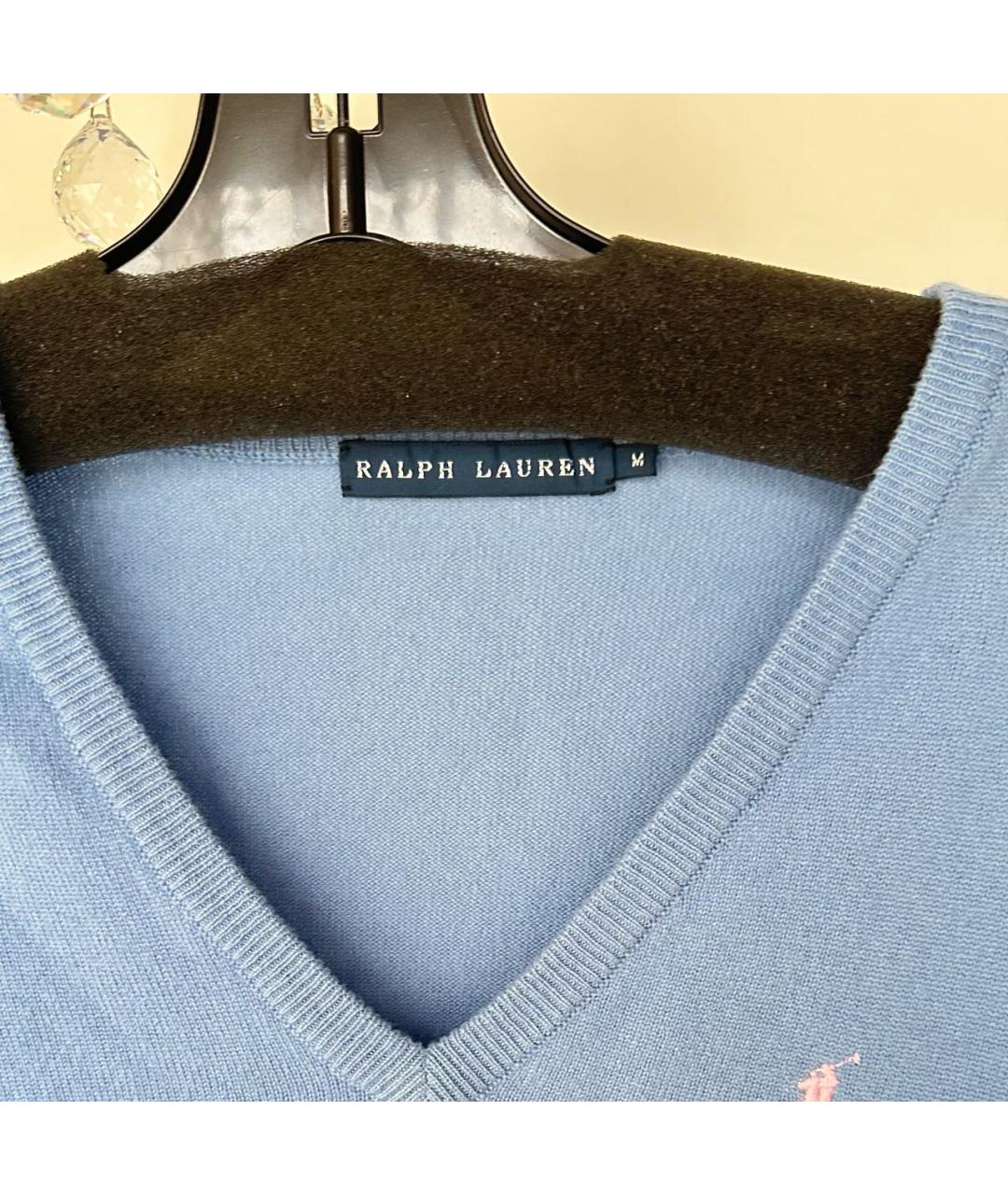 RALPH LAUREN Голубой кашемировый джемпер / свитер, фото 3