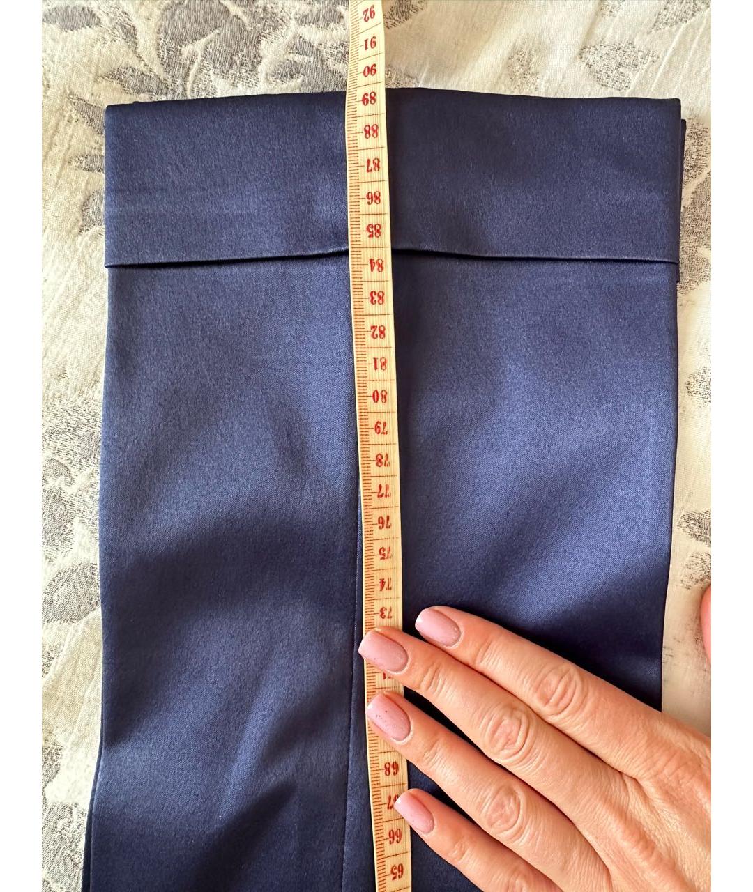 MAX MARA Темно-синие атласные брюки узкие, фото 6