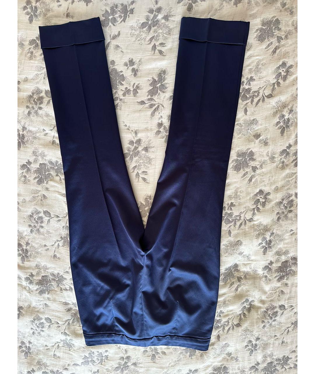MAX MARA Темно-синие атласные брюки узкие, фото 2