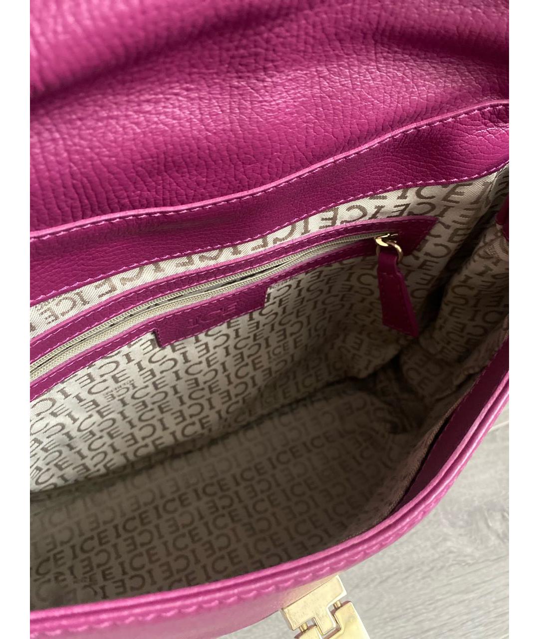 ICEBERG Розовая кожаная сумка с короткими ручками, фото 4