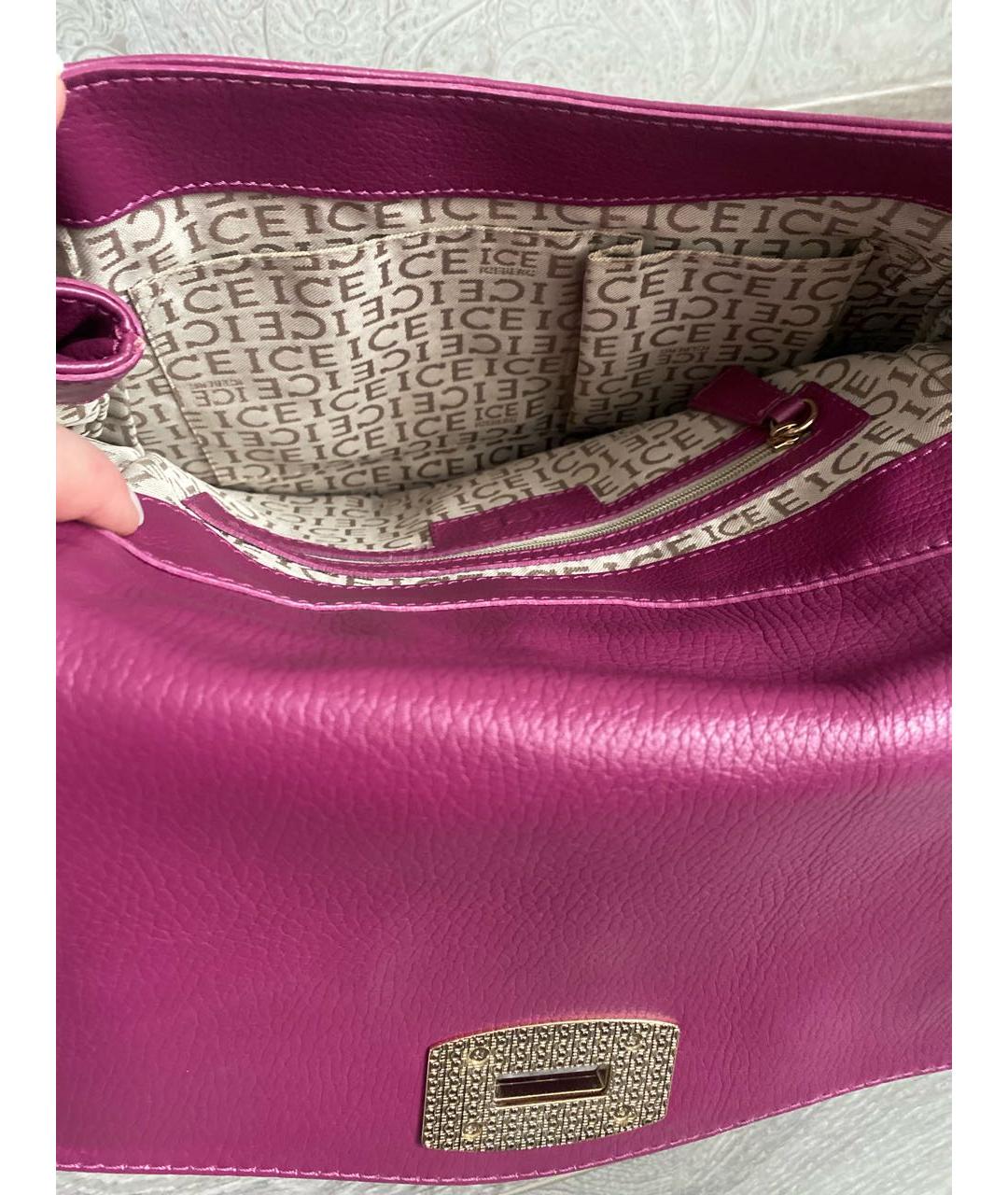 ICEBERG Розовая кожаная сумка с короткими ручками, фото 6