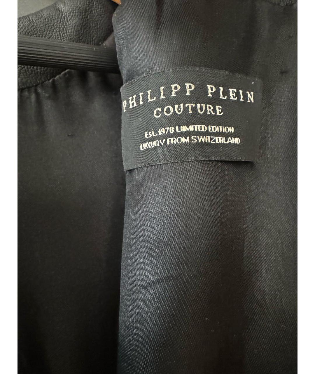 PHILIPP PLEIN Черное кожаное повседневное платье, фото 4