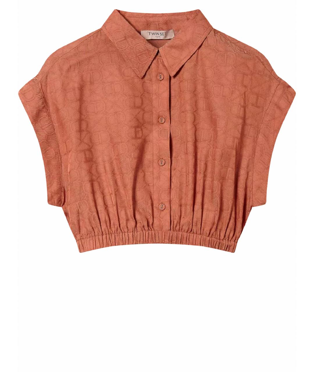TWIN-SET Оранжевая вискозная рубашка, фото 1