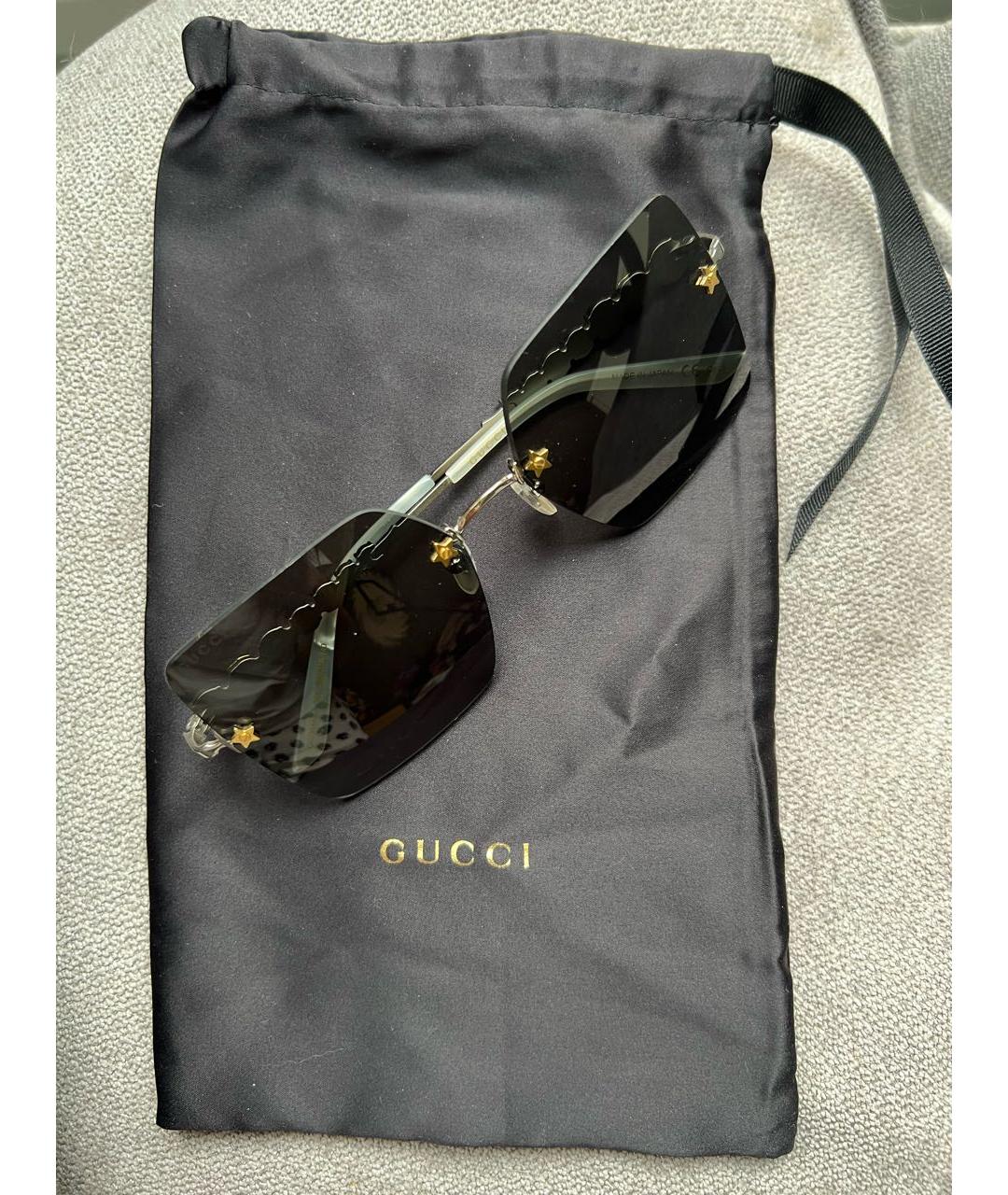 GUCCI Золотые металлические солнцезащитные очки, фото 8