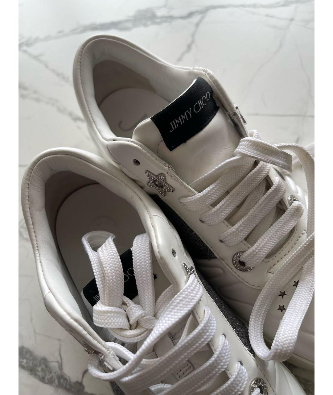 JIMMY CHOO Белые кожаные кроссовки, фото 7
