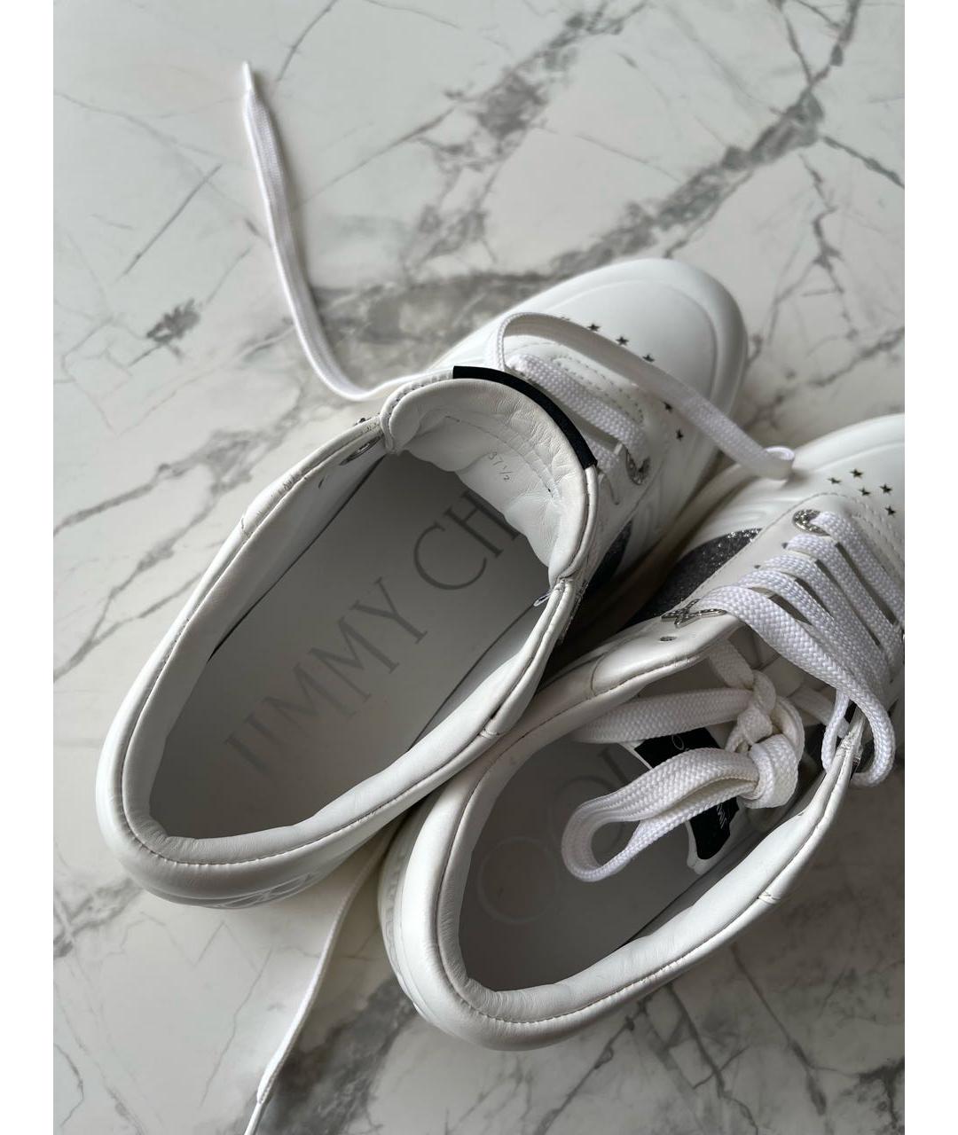 JIMMY CHOO Белые кожаные кроссовки, фото 6