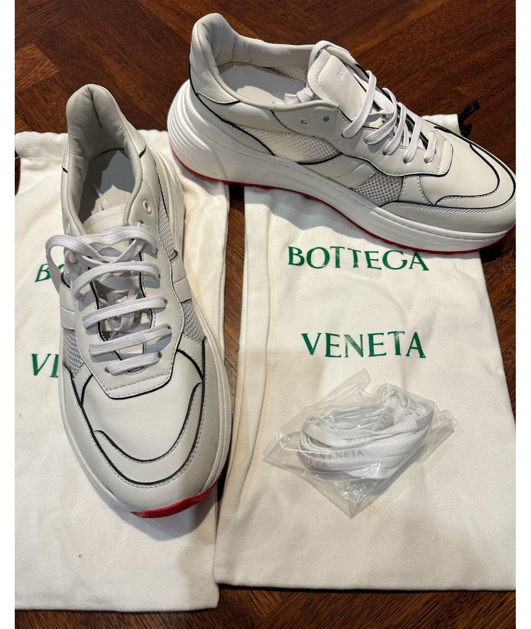 BOTTEGA VENETA Белые кожаные низкие кроссовки / кеды, фото 7
