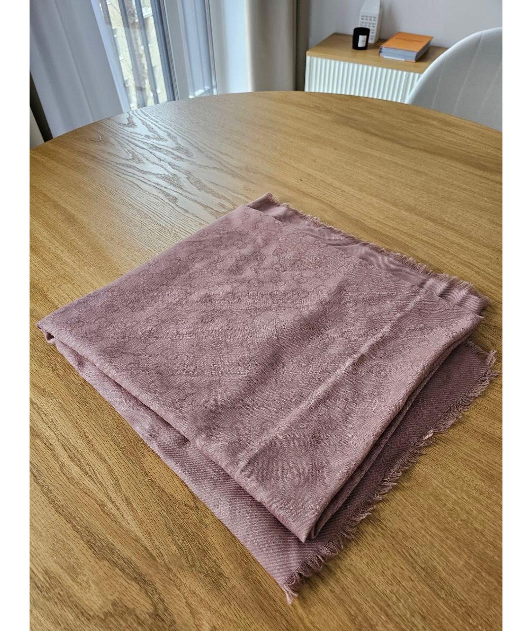 GUCCI Розовый шерстяной шарф, фото 4