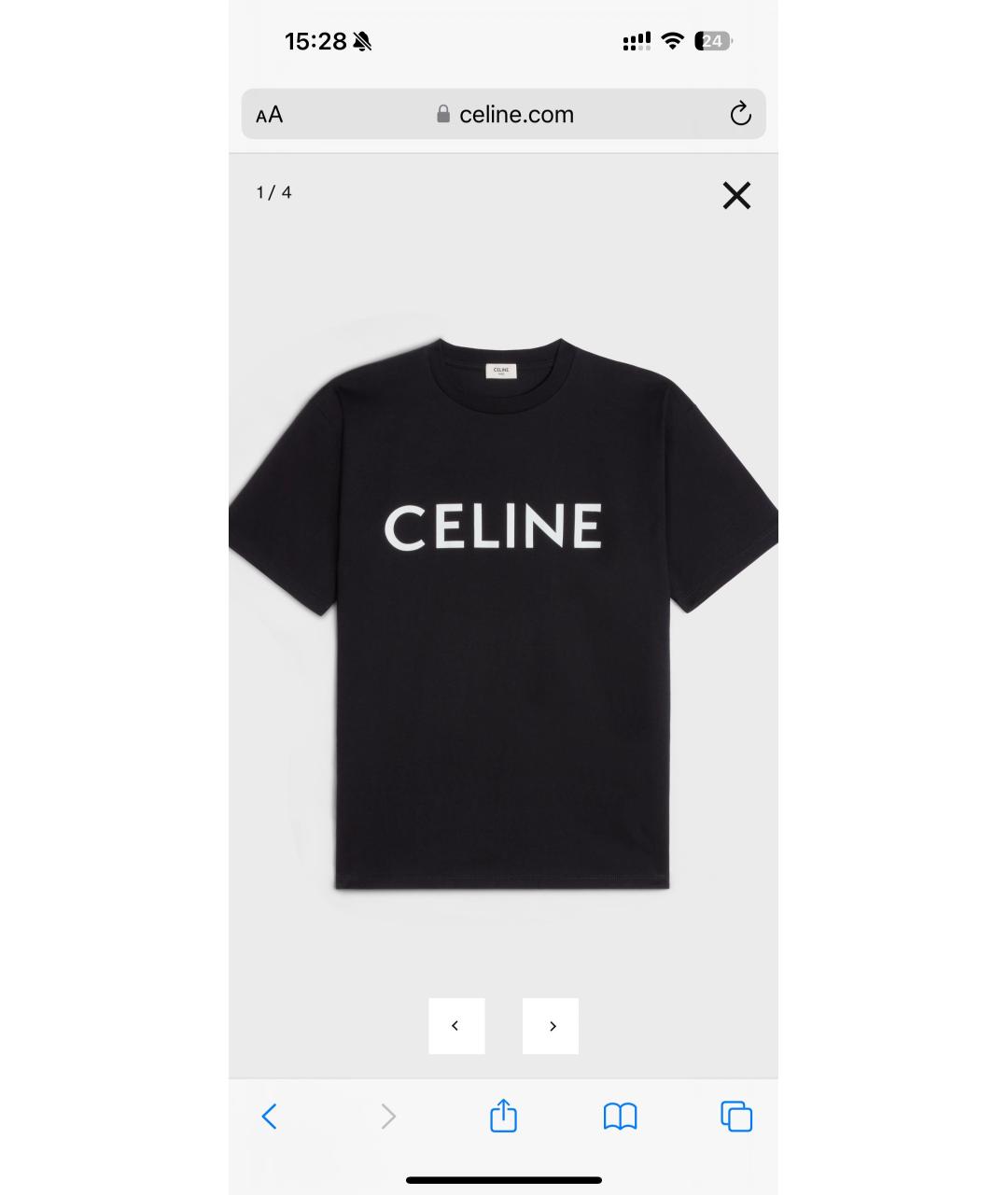 CELINE Черная хлопковая футболка, фото 7