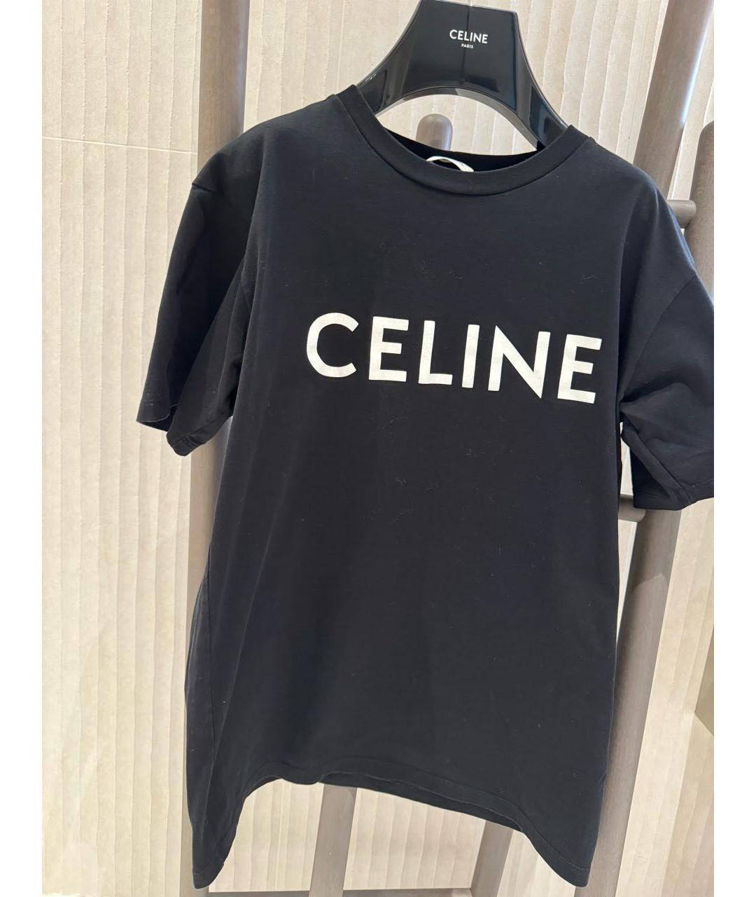 CELINE Черная хлопковая футболка, фото 3