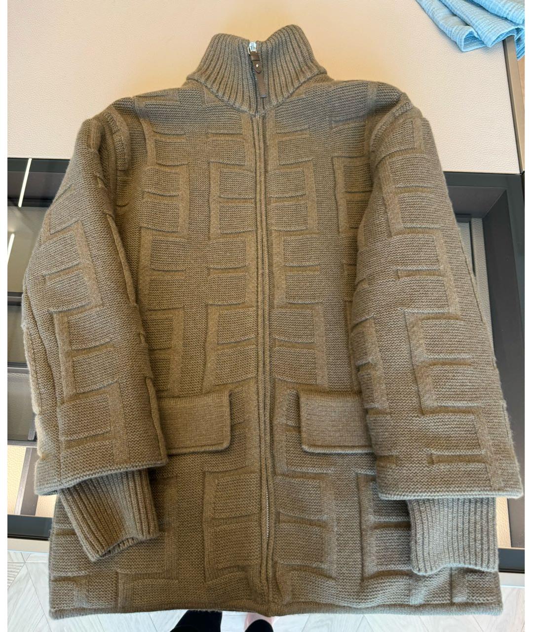 HERMES PRE-OWNED Хаки кашемировая куртка, фото 5