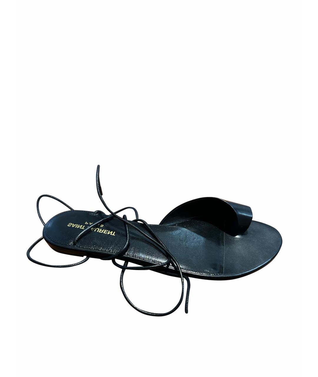 SAINT LAURENT Черные кожаные сандалии, фото 1