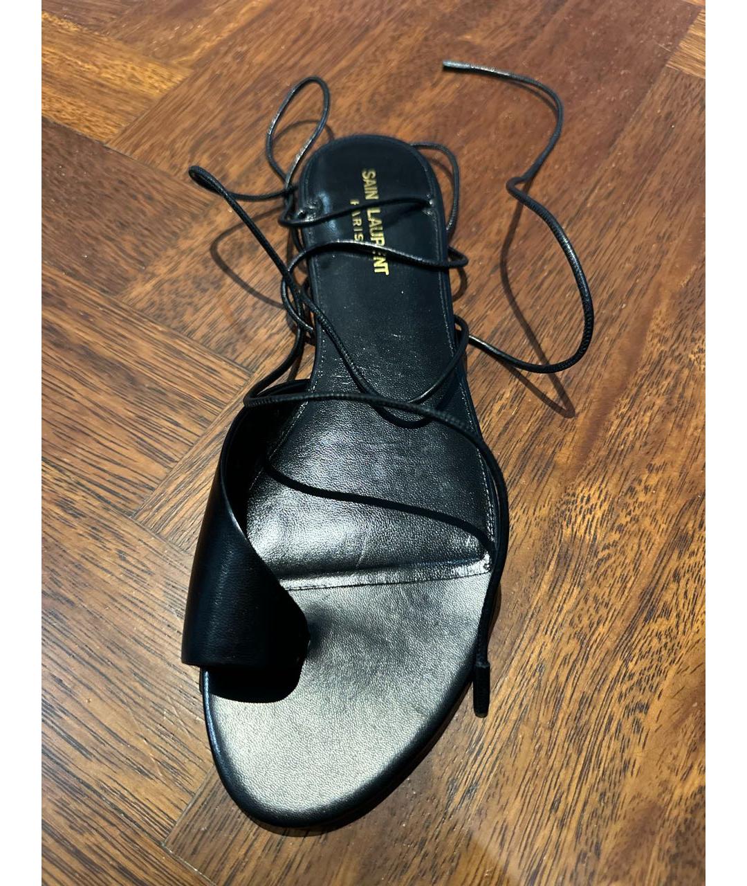 SAINT LAURENT Черные кожаные сандалии, фото 2