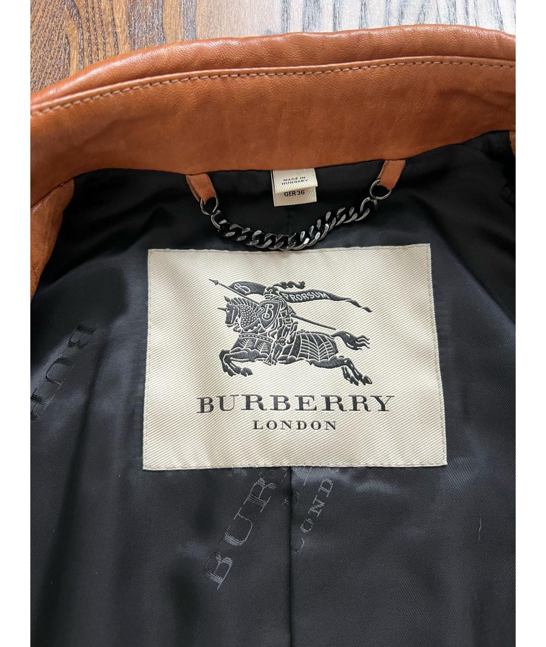 BURBERRY Коричневая кожаная куртка, фото 3