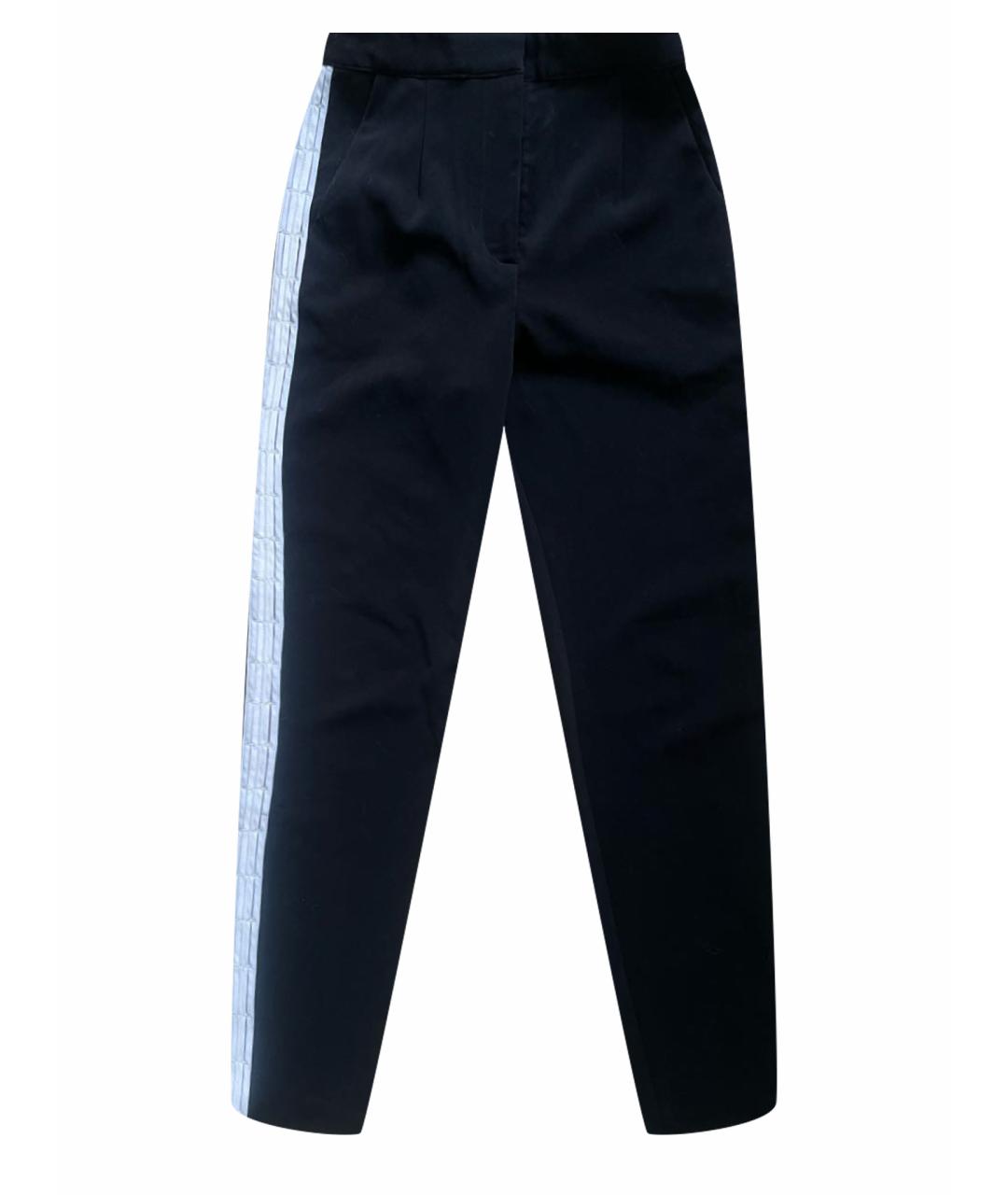 SELF-PORTRAIT Черные полиэстеровые прямые брюки, фото 1