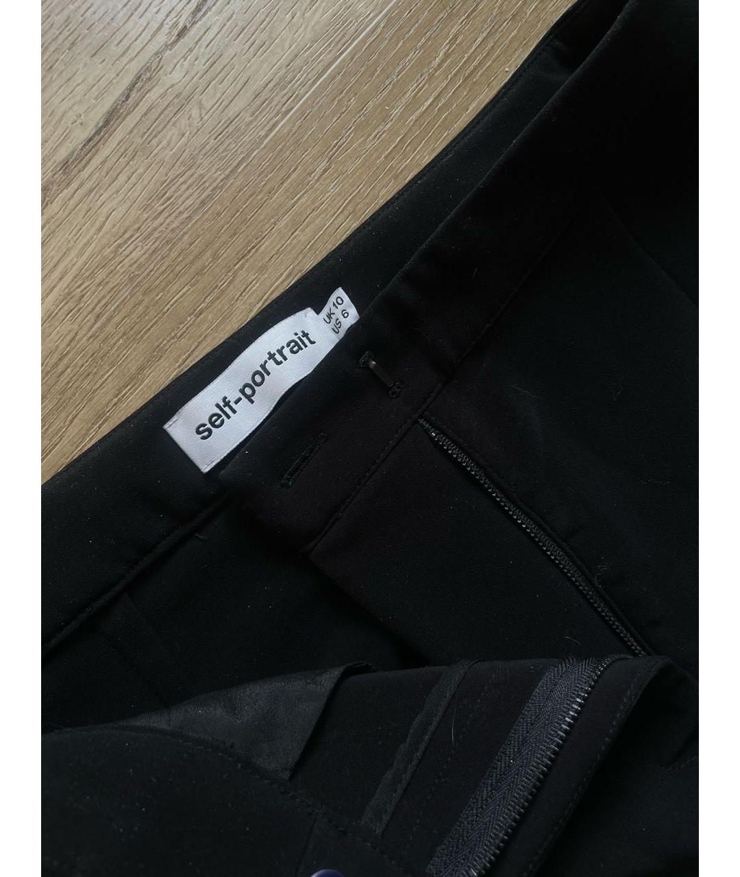 SELF-PORTRAIT Черные полиэстеровые прямые брюки, фото 3