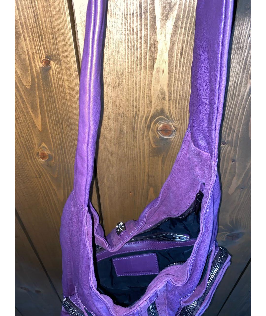ALEXANDER WANG Фиолетовая кожаная сумка тоут, фото 4