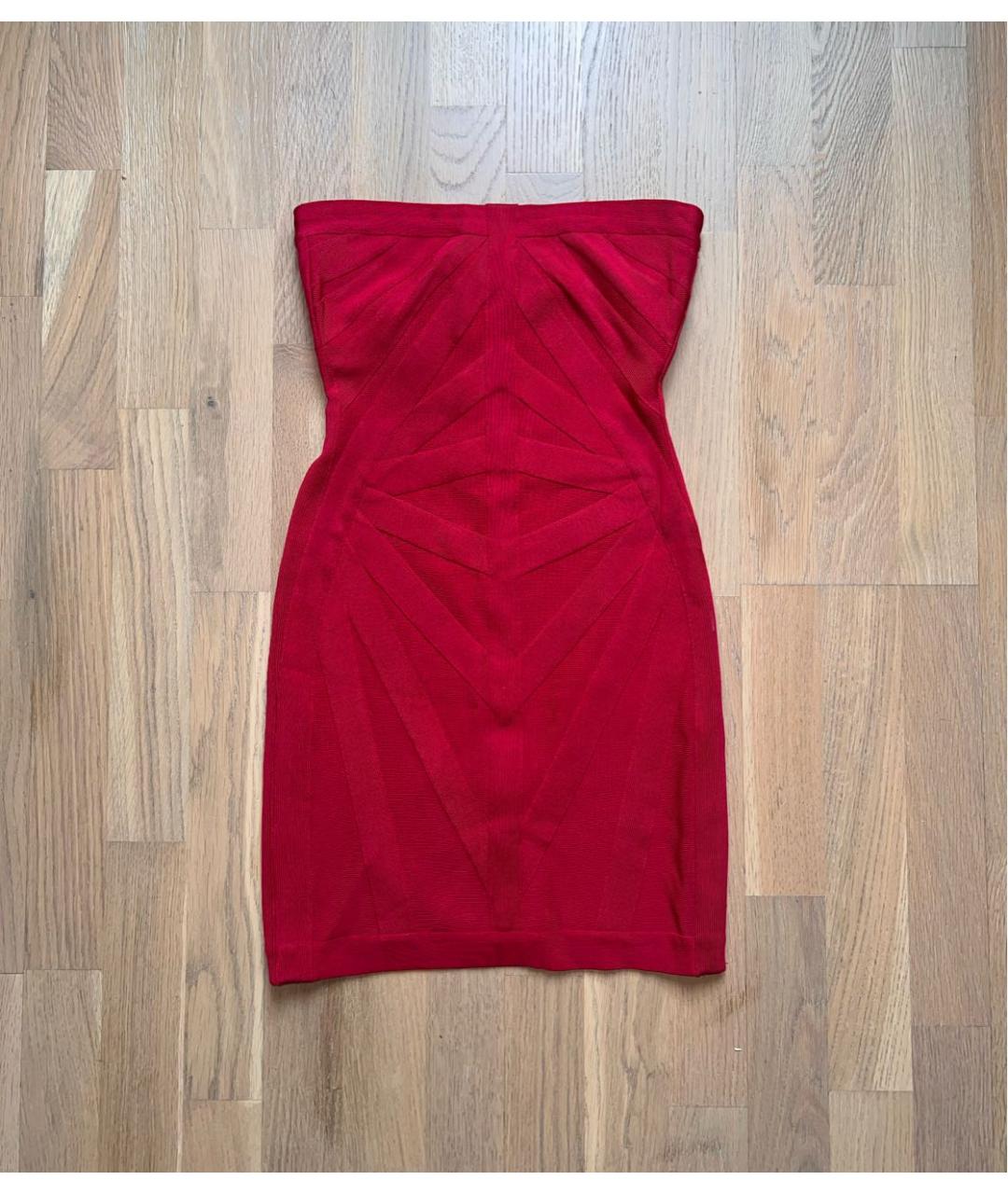 HERVE LEGER Красное вискозное коктейльное платье, фото 6