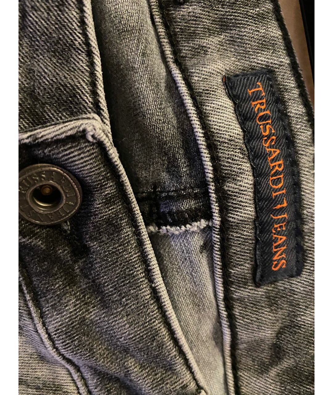 TRUSSARDI JEANS Антрацитовые хлопковые джинсы слим, фото 3