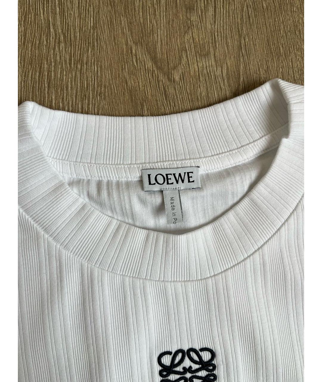 LOEWE Белая хлопко-эластановая футболка, фото 3