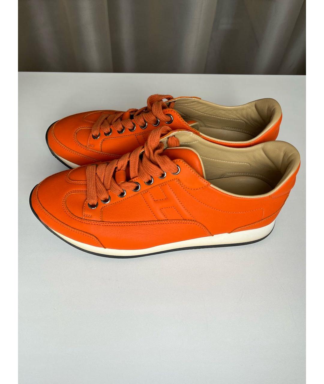 HERMES PRE-OWNED Оранжевое кожаные кроссовки, фото 8