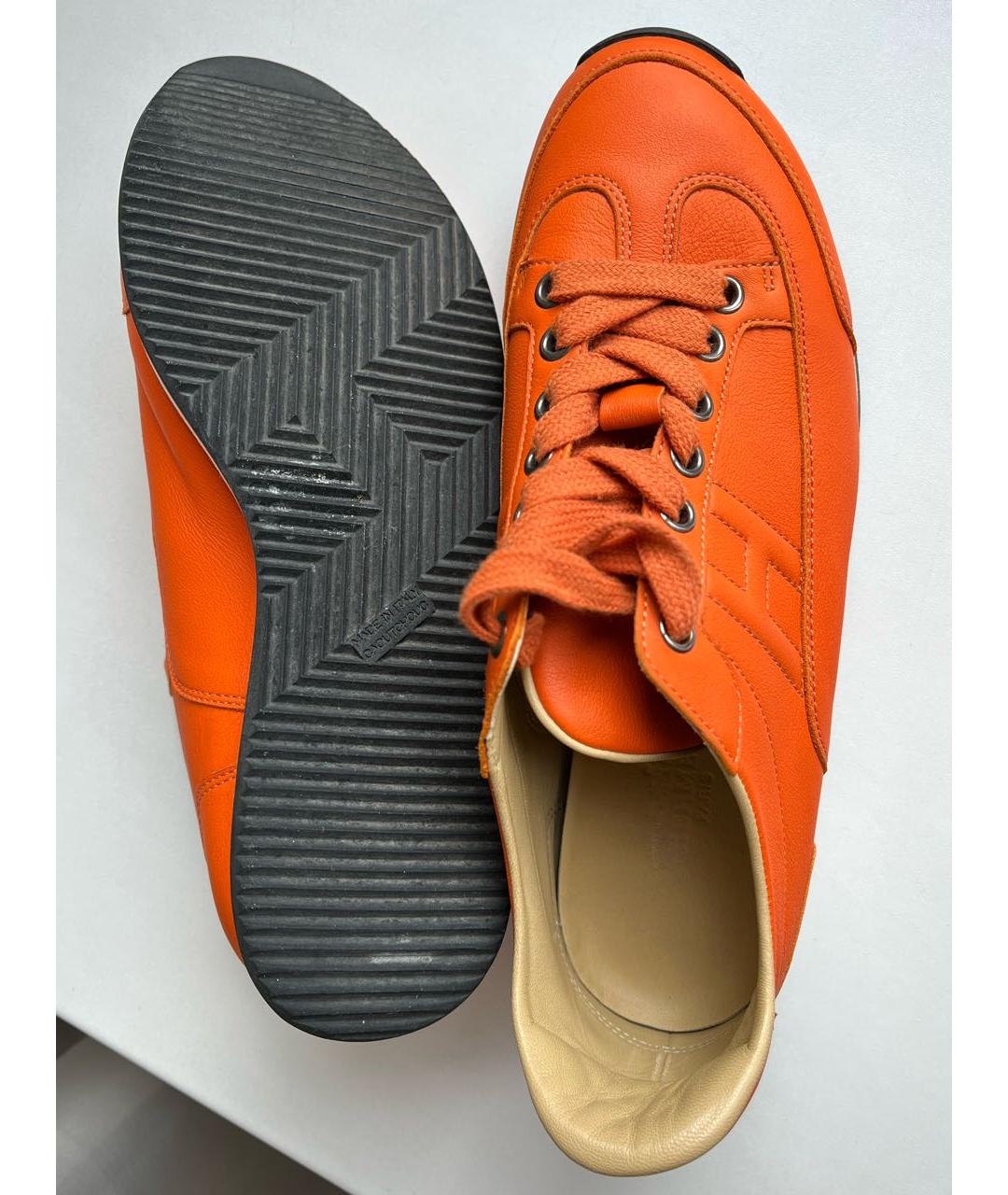 HERMES PRE-OWNED Оранжевое кожаные кроссовки, фото 5