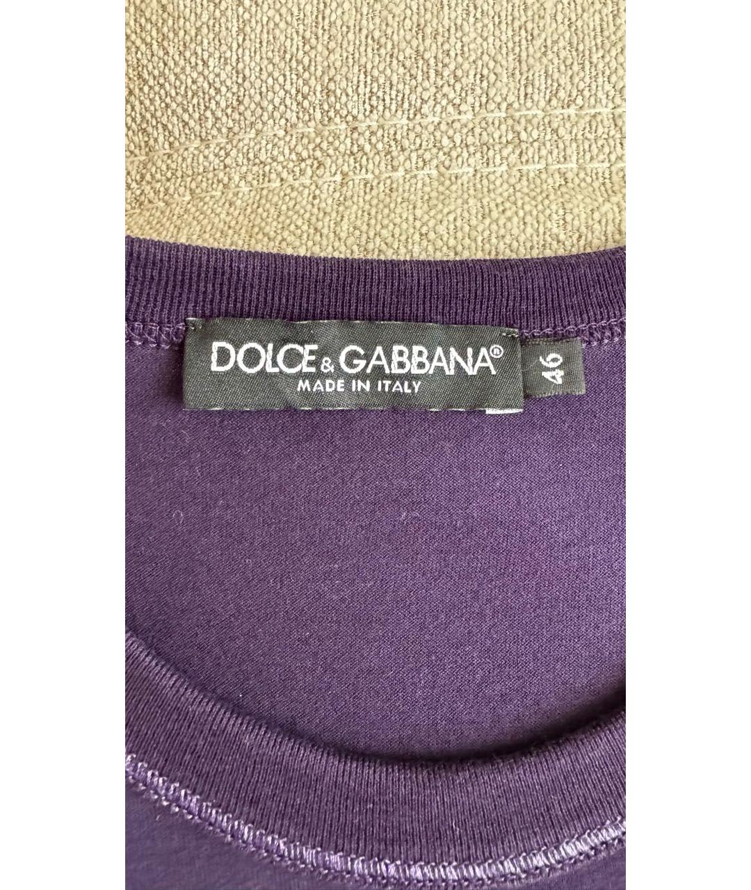 DOLCE&GABBANA Фиолетовая хлопковая футболка, фото 4