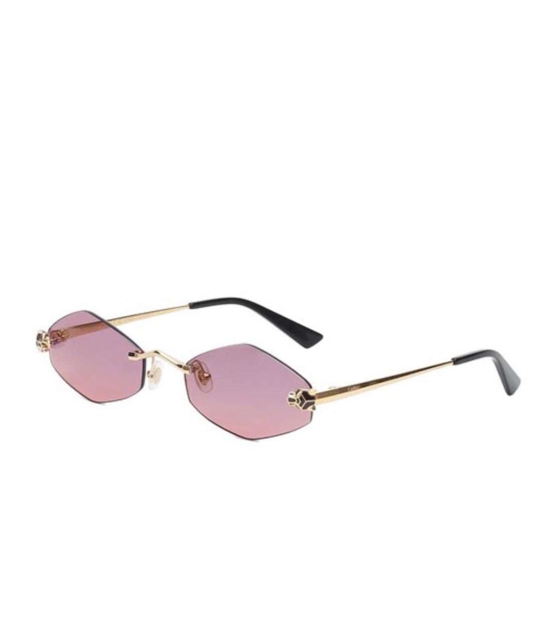 CARTIER Розовые металлические солнцезащитные очки, фото 2
