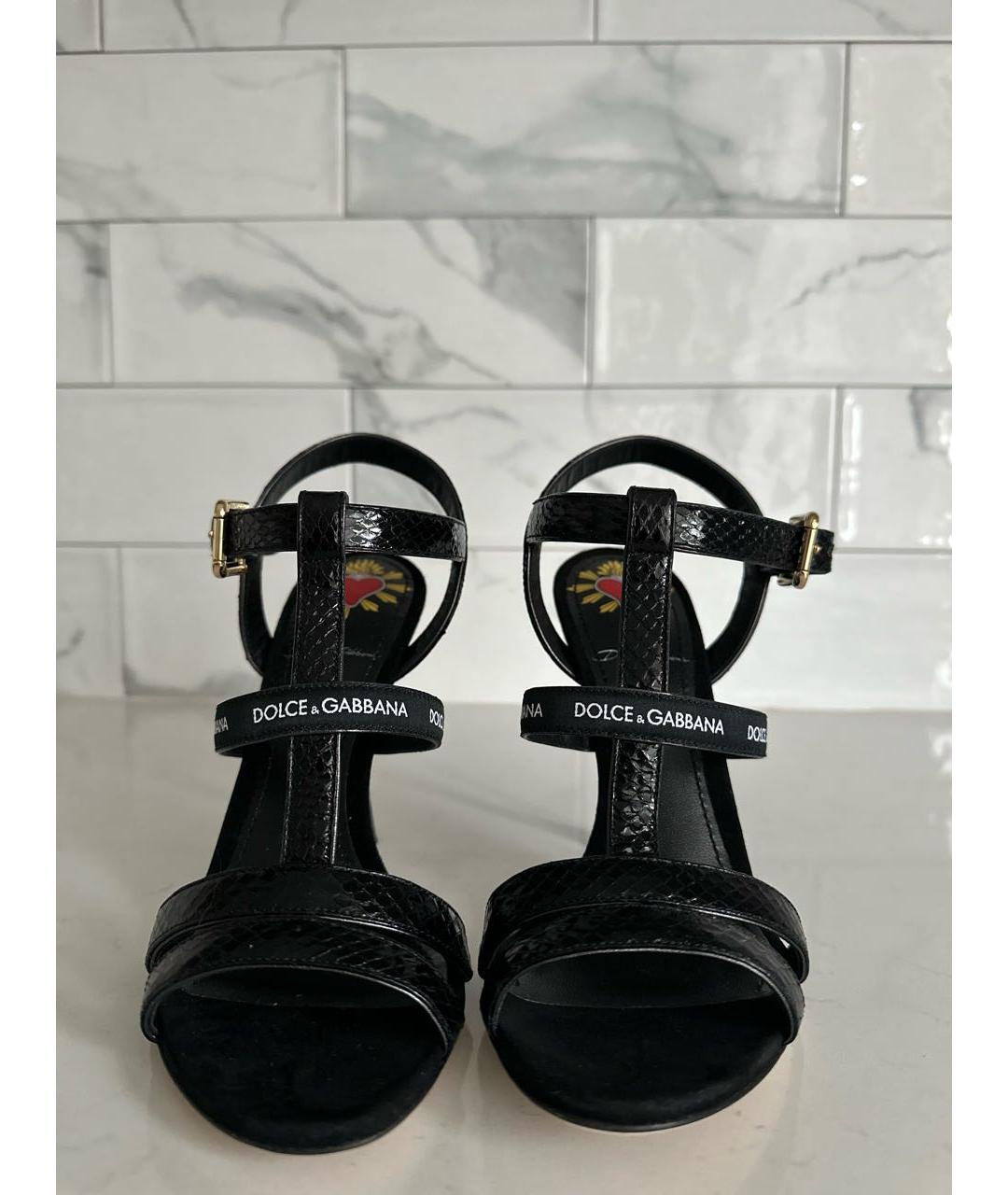 DOLCE&GABBANA Черные кожаные босоножки, фото 2