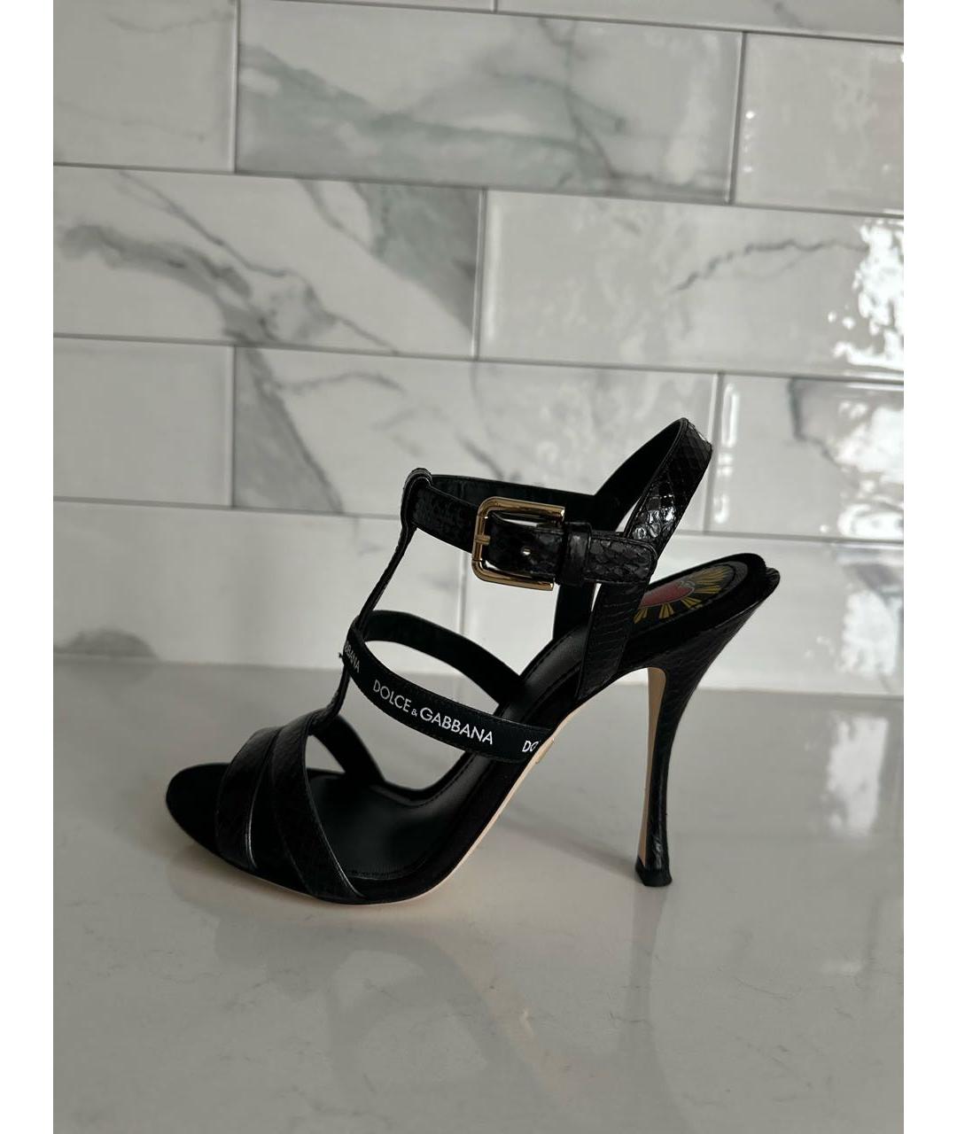DOLCE&GABBANA Черные кожаные босоножки, фото 5