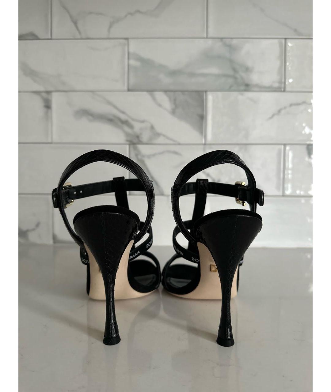 DOLCE&GABBANA Черные кожаные босоножки, фото 4